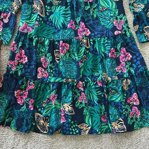 Lilly Pulitzer Gabriel 3/4 Sleeve Tunic Low Tide Navy Life Of The Party - Picture 5 of 8
